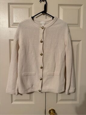 H&M Cream Knit Button-Front Cardigan with Gold Buttons